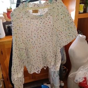 Pol Distress Knit Confetti Sweater